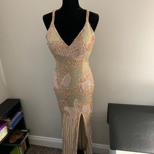 Fully Beaded Floor Length Gown